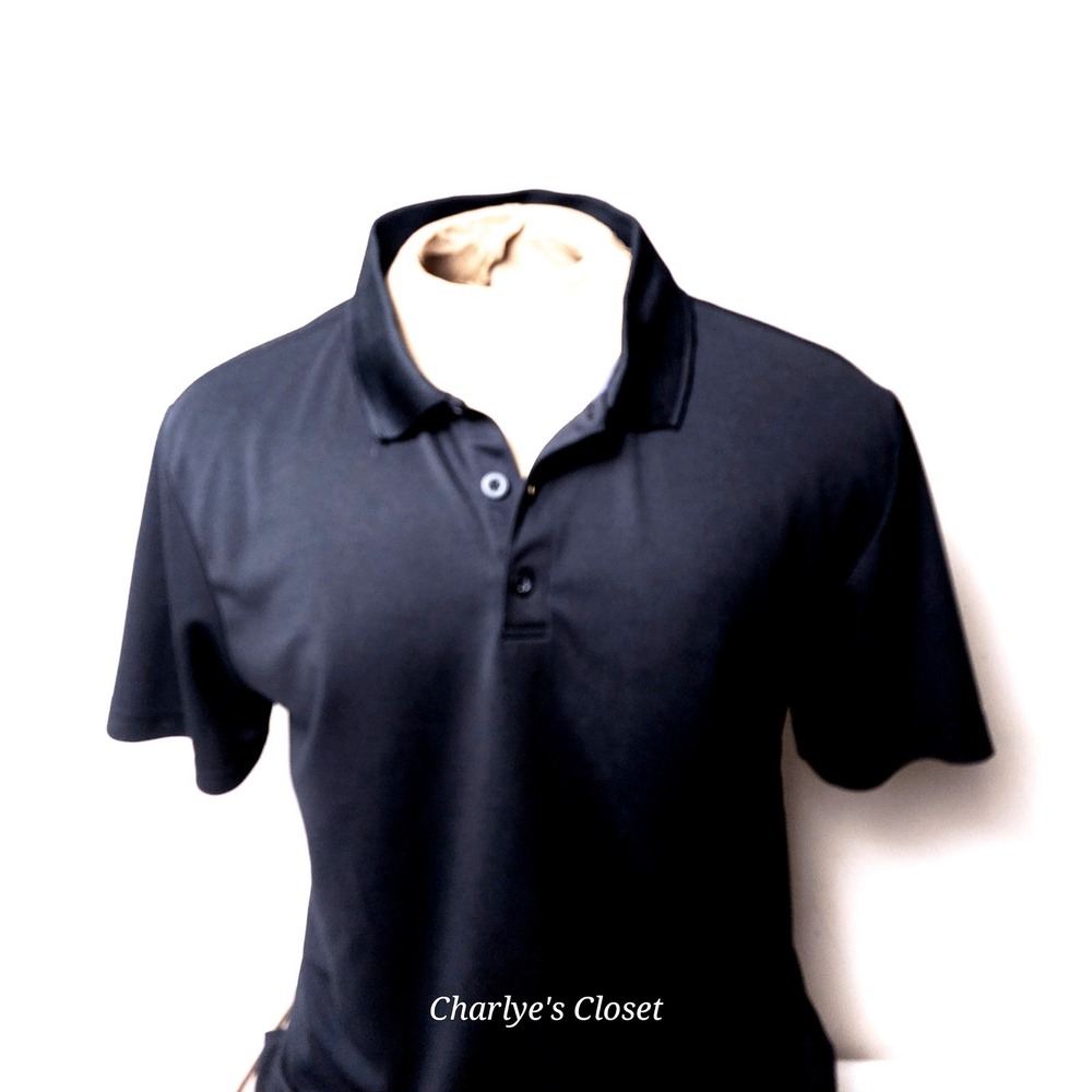 BCG Performance Polo Shirt L EUC Mens‎ Black Short Sleeve Gym Golf